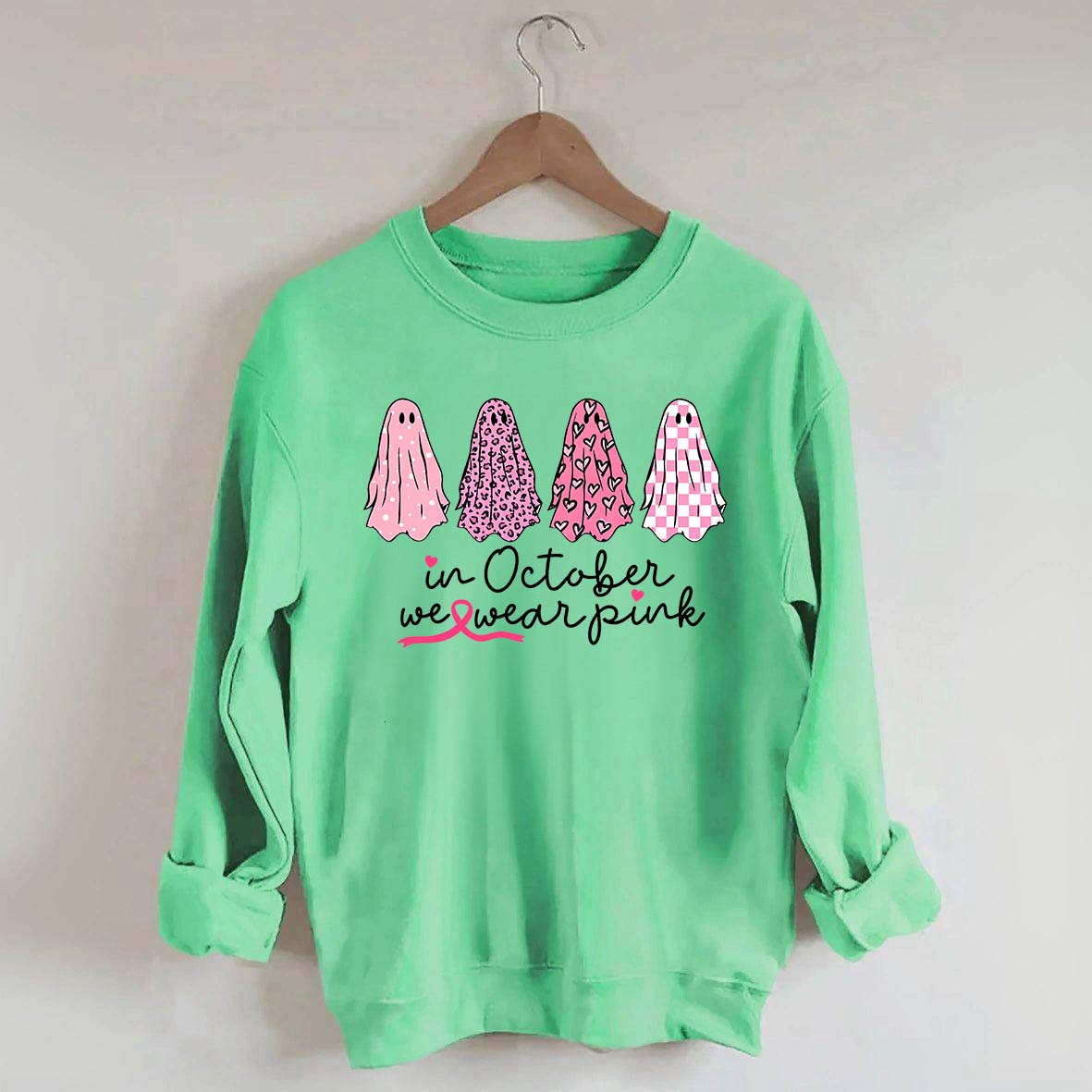 In October We Wear Pink Ghost Cancer Fighter Sweatshirt