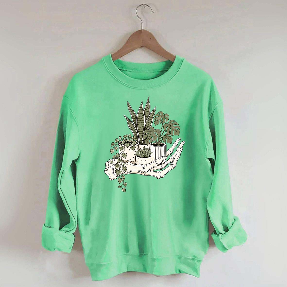 Skeleton Hand Cradling Potted Plants Sweatshirt