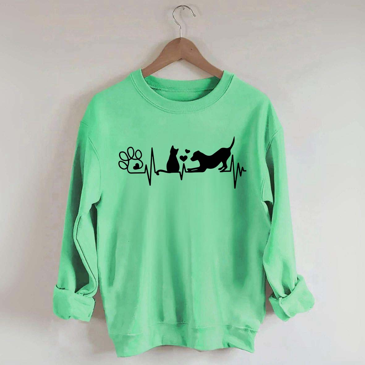 Dog And Cat Mom Heartbeat Sweatshirt