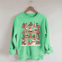 Cute Christmas Bookshelf Santa Sweatshirt
