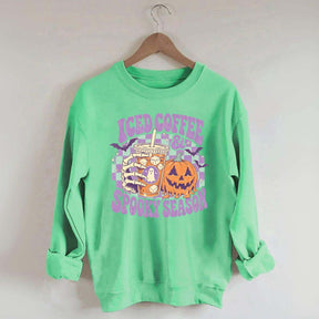 Spooky Season Ice Coffee Preppy Halloween Sweatshirt