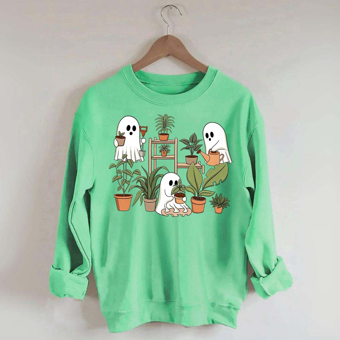 Cute Crazy Plant Lady Ghost Sweatshirt