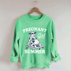 Pregnant Girl Summer Cow Sweatshirt