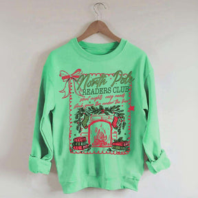North Pole Readers Club Coquette Christmas Book Sweatshirt