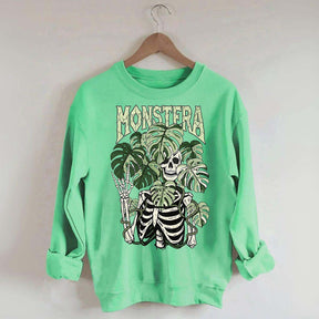 Monstera Skeleton Plant Halloween Sweatshirt