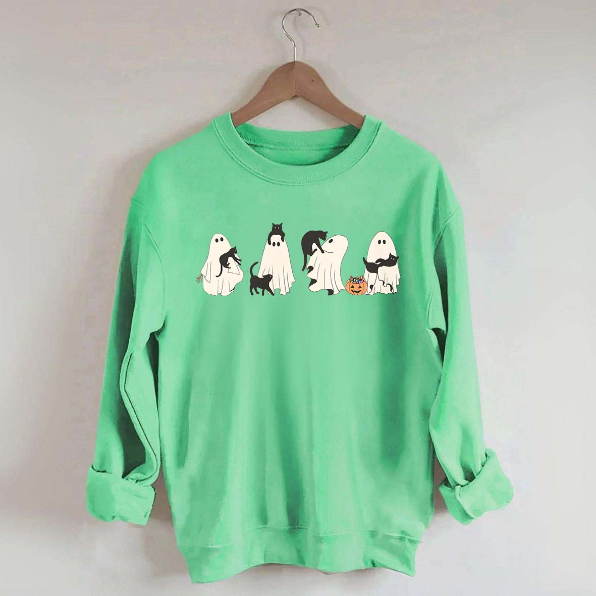 Ghost And Cat Lower Halloween Sweatshirt