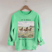 It Is Well With My Soul Horses Floral Sweatshirt