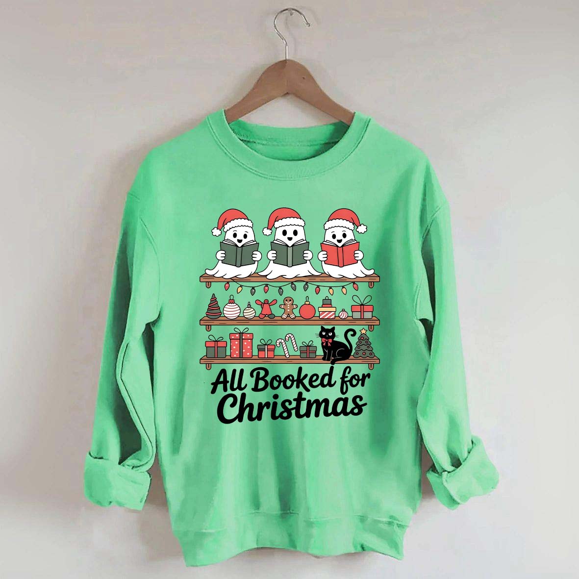 Cute Ghost All Booked For Christmas Sweatshirt