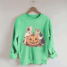 Vintage 90s Cat Halloween Pumpkin Sweatshirt