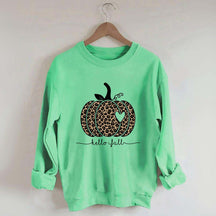 Hello Fall Leopard Pumpkin Sweatshirt