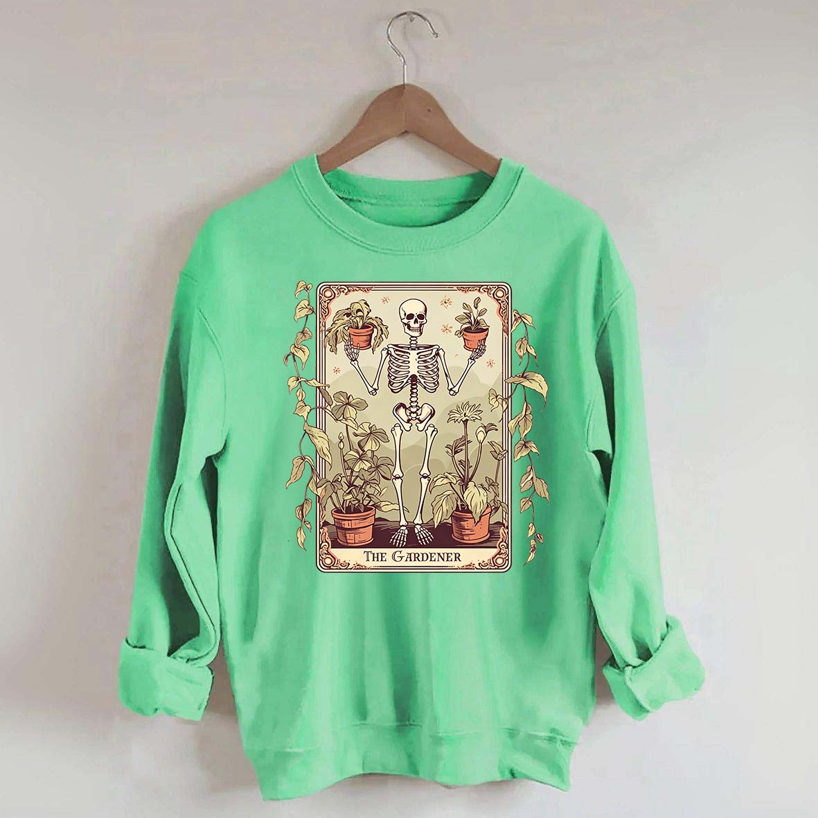 Gardener Skeleton Lover Tarot Card Sweatshirt