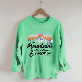 Retro Mountains Are Calling Hiking Camping Sweatshirt