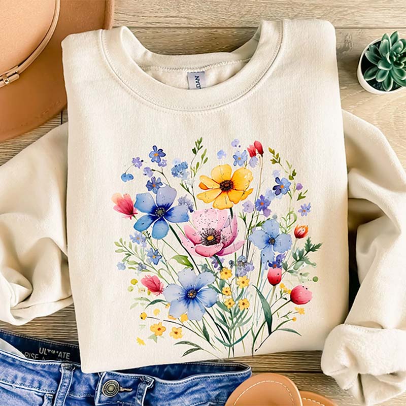 Blue Wildflower Inspirational Sweatshirt