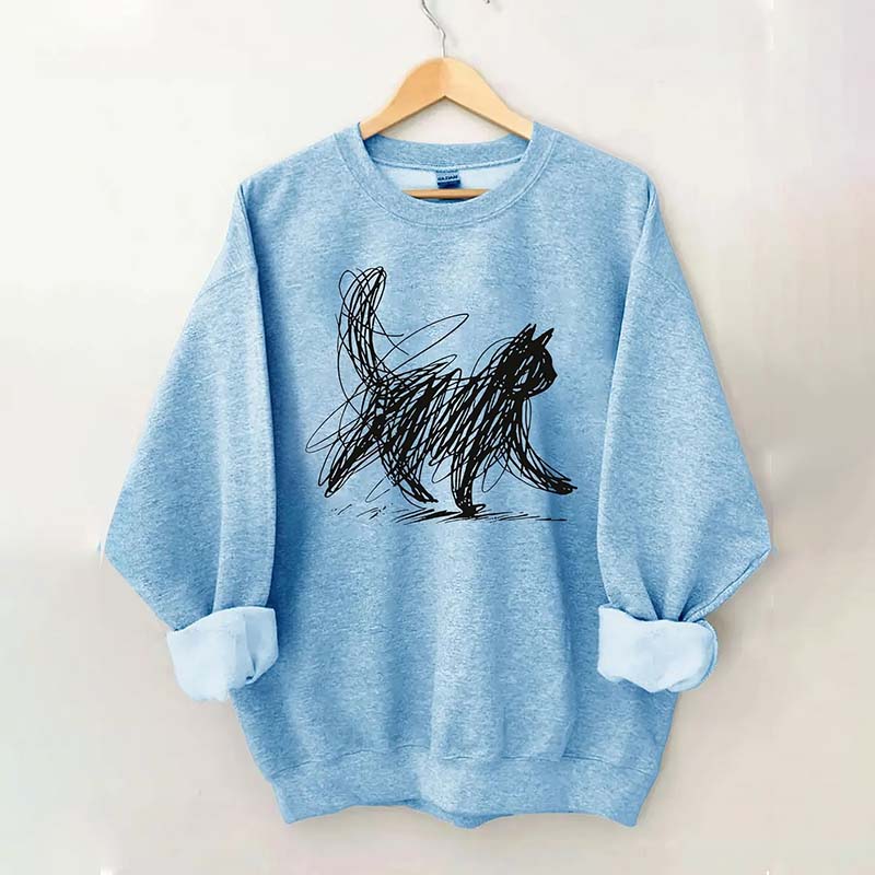 Abstract Scribble Cat Sweatshirt