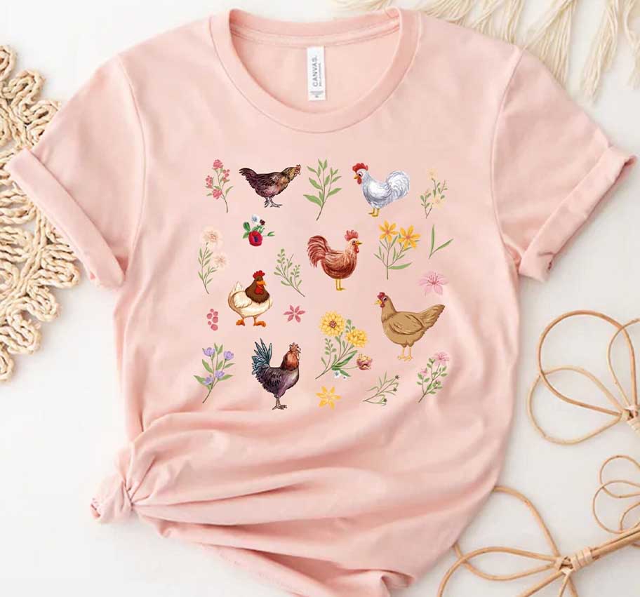Wildflower Chicken Lover Farm Girl T-Shirt