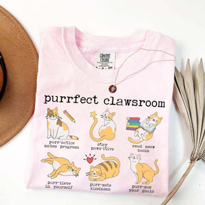 Funny Teacher Cat Book T-Shirt