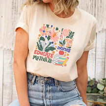 Boho Floral Teacher Back To School T-Shirt