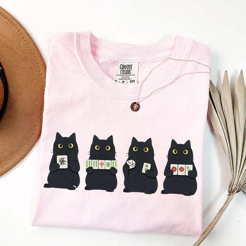 Mahjong Black Cat Game Night T-Shirt