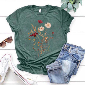 Fall Wildflower Autumn White Floral T-Shirt