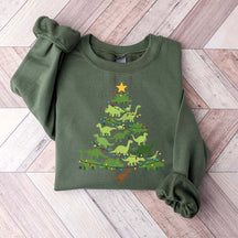 Dinosaur Christmas Tree Xmas Sweatshirt