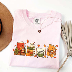 Cozy Book Lover Coffee Pumpkin T-Shirt