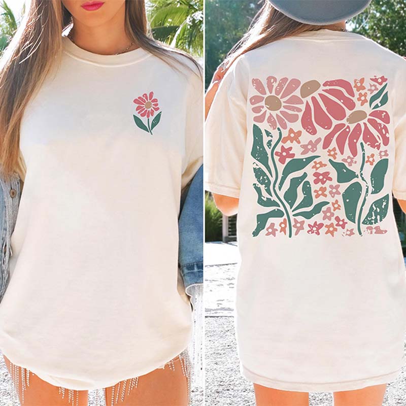 Boho Floral Back Print T-Shirt
