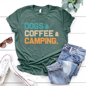 Dogs Coffee Camping Vacation T-Shirt