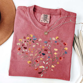 Floral Love Graphic Heart T-Shirt