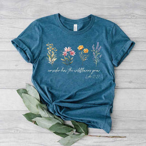 Faith Consider How The Wildflowers Grow Outfit T-Shirt
