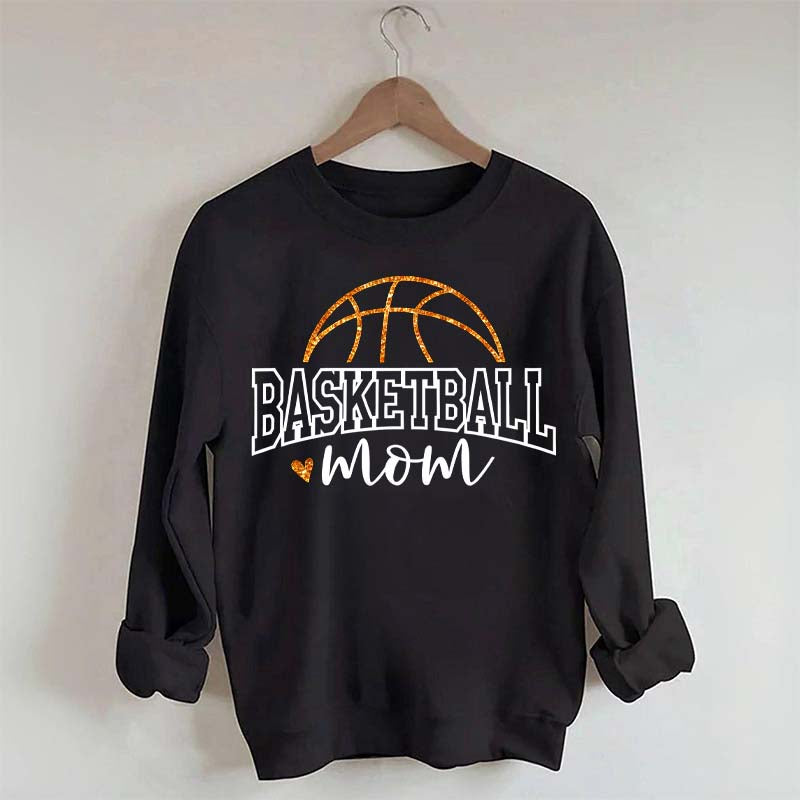 Glitter Basketball Mom Printed Sweatshirt