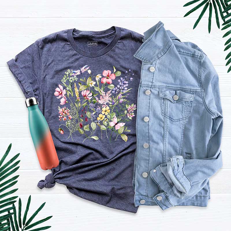 Wildflower Botanical Pink Floral Lover T-Shirt