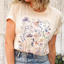 Boho Pressed Flower Vintage Botanical Meadow T-Shirt