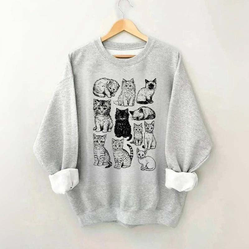 Retro Kitten Graphic Cat Sweatshirt
