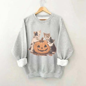 Vintage 90s Cat Halloween Pumpkin Sweatshirt