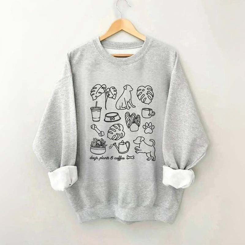 Dogs Plants & Coffee Sweatshirt