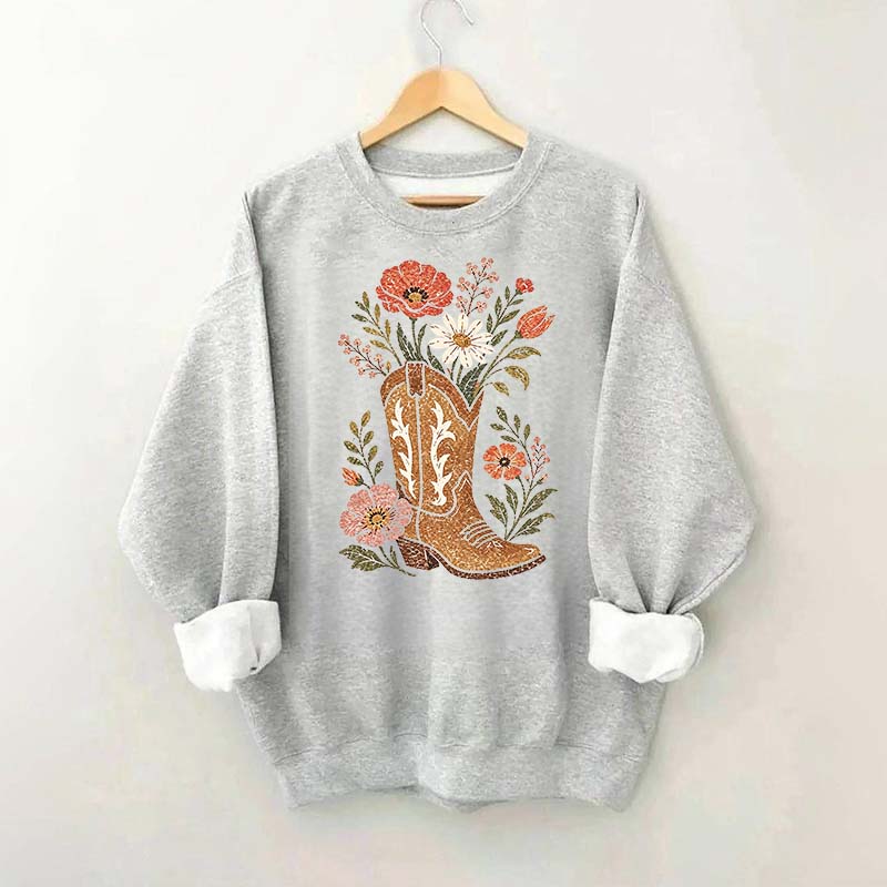 Retro Cowboy Boot Wildflower Sweatshirt
