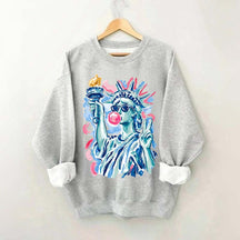 Preppy Statue of Liberty Blowing Bubble Gum Sweatshirt
