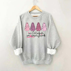 In October We Wear Pink Ghost Cancer Fighter Sweatshirt