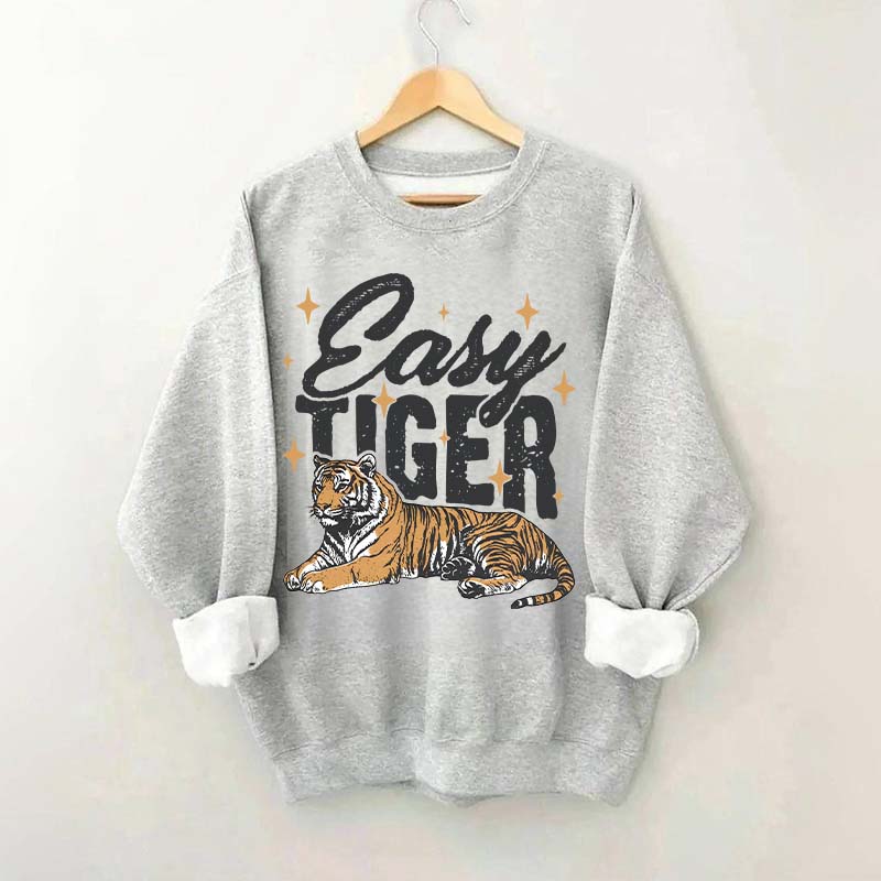 Trendy Retro Tiger Graphic Sweatshirt