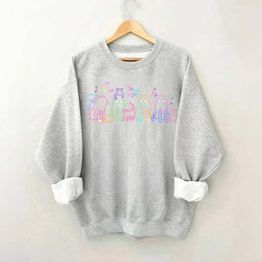 Cute Neon Halloween Ghost Cats Sweatshirt