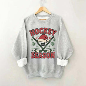 Christmas Hockey Santa Hat Sweatshirt