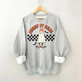 Retro Ghost Creep It Real Halloween Sweatshirt