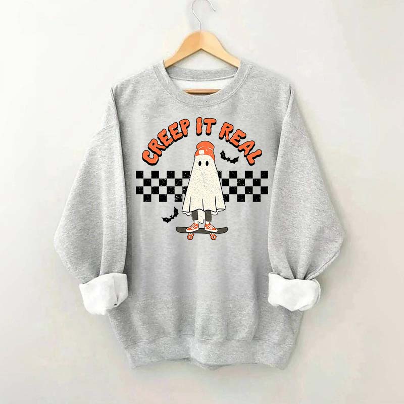Retro Ghost Creep It Real Halloween Sweatshirt