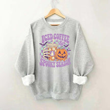 Spooky Season Ice Coffee Preppy Halloween Sweatshirt
