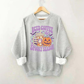 Spooky Season Ice Coffee Preppy Halloween Sweatshirt