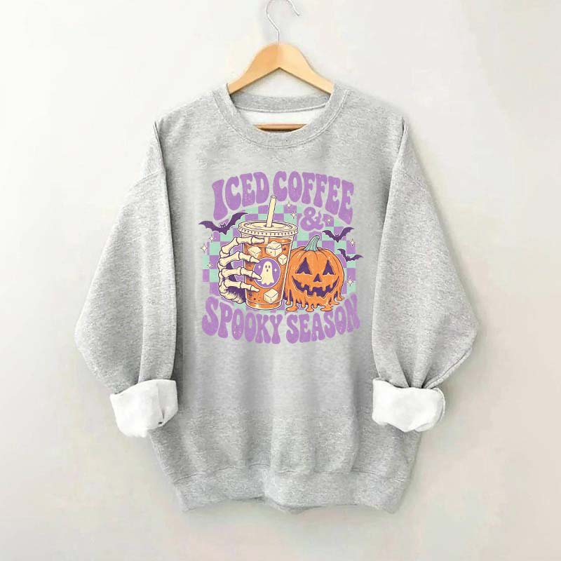 Spooky Season Ice Coffee Preppy Halloween Sweatshirt