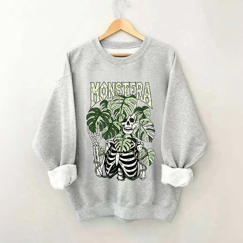 Monstera Skeleton Botanical Plant Sweatshirt