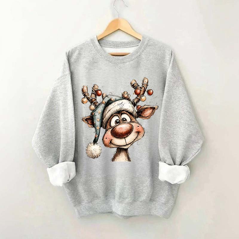 Retro Reindeer Merry Christmas Sweatshirt