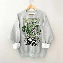 Monstera Skeleton Plant Halloween Sweatshirt