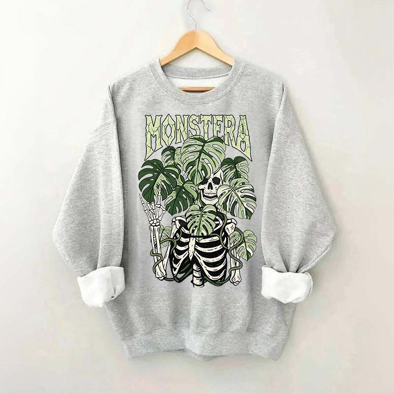 Monstera Skeleton Plant Halloween Sweatshirt